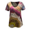 thumbnail image 1 of Pompotops Blouse T-Shirt à Col en V Imprimée à Manches Courtes Décontractée d'Été pour Femmes Hauts pour Dames, 1 of 1