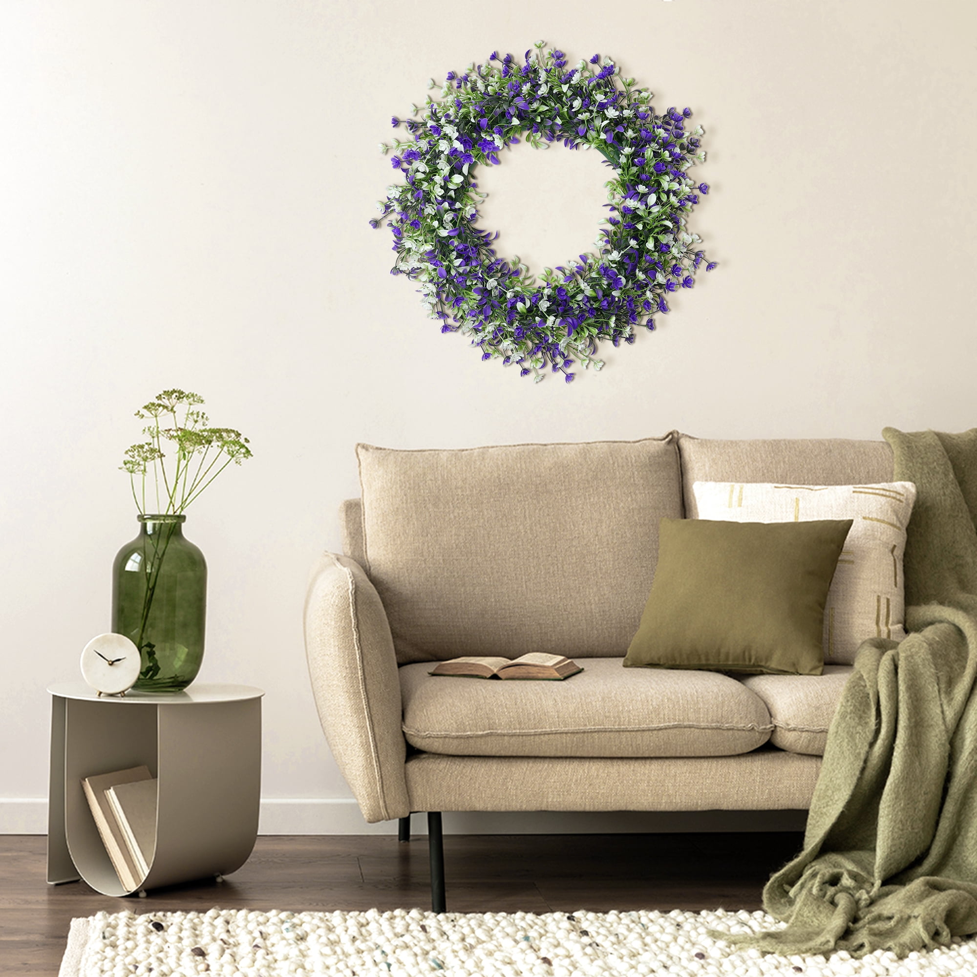 Unique Bargains Boxwood Wreaths for Front Door Fall Decorations Farmhouse Wreaths Purple