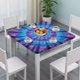 thumbnail image 3 of Blue Purple Tie Dye Pattern Square Fitted Tablecloth with Elastic Edge,Square Table Cover,Washable Elastic Table Cover for Home Kitchen Party Decor 36"x36", 3 of 6