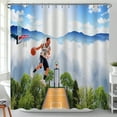 thumbnail image 1 of Sporty Player Shower Curtain - Dunking Action, Blue Sky & Forest, 1 of 4