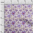 thumbnail image 1 of oneOone Polyester Lycra Light Purple Fabric Leaves & Watercolor Flower Floral Craft Projects Decor Fabric Printed By The Yard 56 Inch Wide, 1 of 4