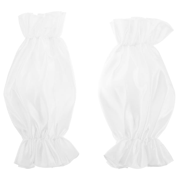 1 par de mangas de novia de satén para boda, mangas abullonadas hasta el codo, mangas desmontables para mujer, elegantes accesorios para fiesta de té, guantes largos blancos