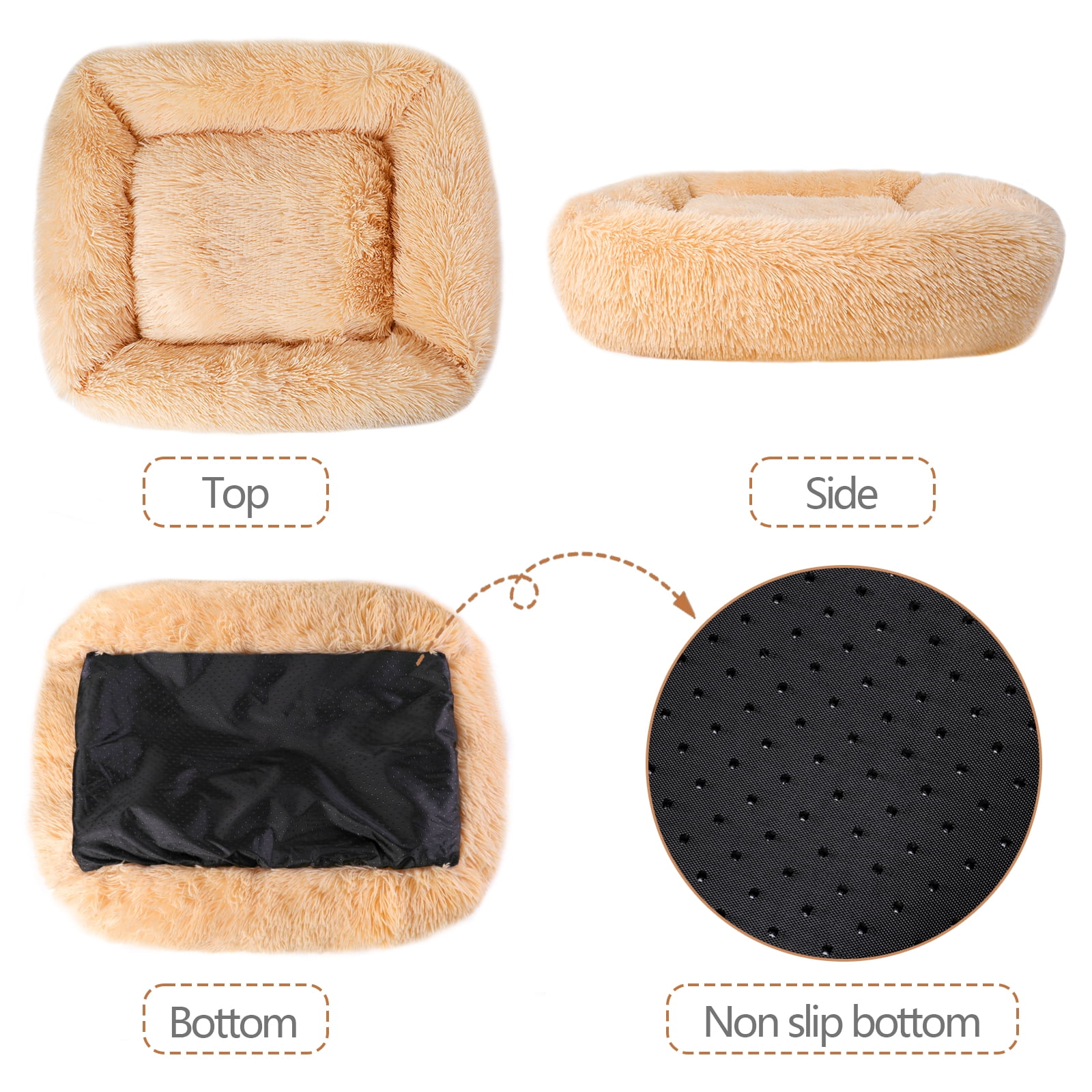 Sennaux Rectangle Plush Pet Bed Calming Bed for Dogs Cats Kennel Cuddler Crate Cushion Mat Washable