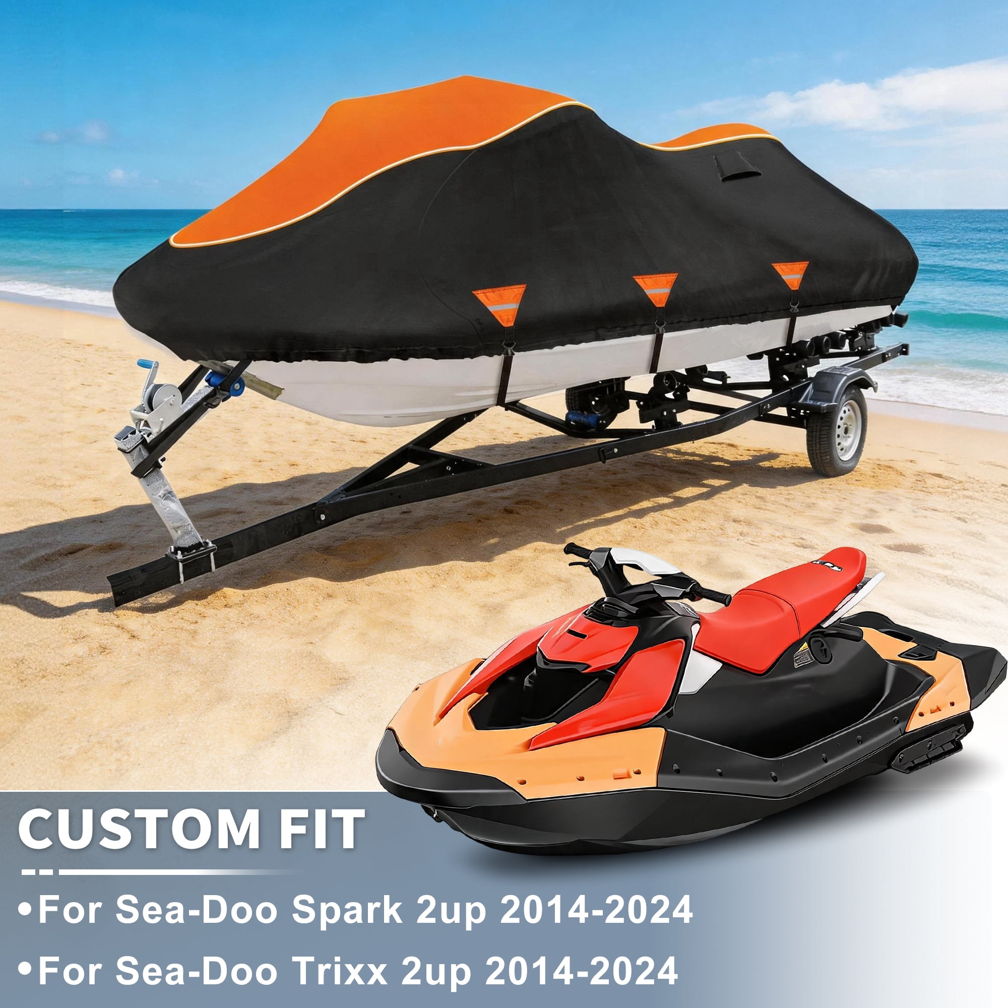 Unique Bargains Heavy Duty 420D Oxford Anti-UV Cover for Jet Ski with Storage Bag Style A