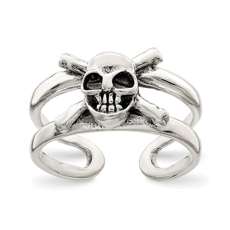 Auriga Fine Jewelry 925 Sterling Silver Antiqued Skull Toe Ring for Women