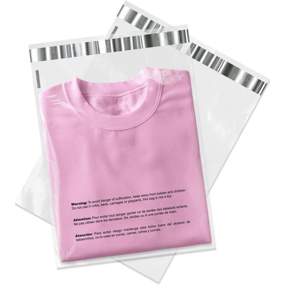 Pacron 2000CT Clear Poly Bags 4x6 – Self-Sealing with Suffocation Warning for Shipping