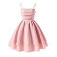 thumbnail image 4 of FAOWME Kids Summer Girls Dresses With Bow Knot Solid Color Sweet Sleeveless Fashion A Line Swing Dress,Pink,8-9 Years, 4 of 9