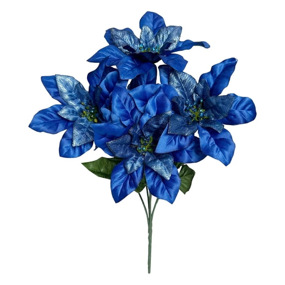 Artificial Poinsettia Flowers, Faux Silk Poinsettia Bouquets, Poinsettia Valentine’s Day Ornaments Poinsettia Flower Arrangement for Home Decor, 1 Pcs, 13.77 Inches