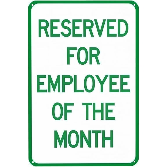 Reserved for Employee of The Month Tin - 8"x12" Warning Metal Sign, Recognition Parking Decor for Home Farm Bar Coffee Shop Club