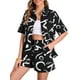 thumbnail image 1 of INSPIRAR CHIC Conjuntos de Ropa Casual para Mujeres de 2 Piezas, Pijama de Manga Corta con Botones, Conjuntos de Playa M Negro, 1 of 6