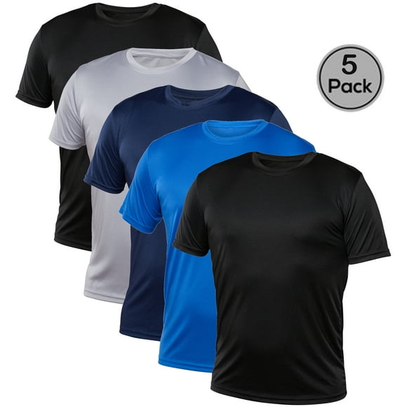 Blank Activewear Pack de 5 T-Shirts pour Hommes, Tissu à Séchage Rapide