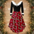 thumbnail image 2 of IWRICH Women's Christmas Dresses Plus Size Furry V-Neck Audrey Hepburn Swing Dress Xmas Printed Evening Prom Dresses 02-Red XL, 2 of 3