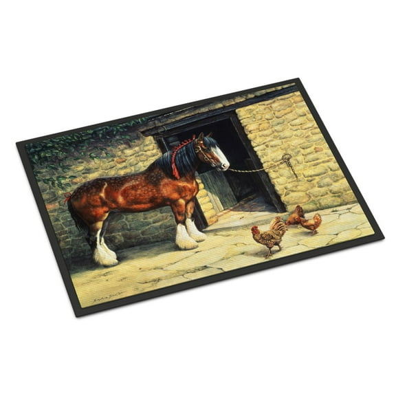 Horse and Chickens by Daphne Baxter Doormat 24x36