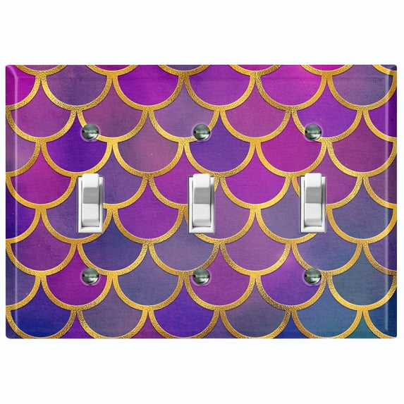 Metal Light Switch Plate Outlet Cover Mermaid Purple MER004