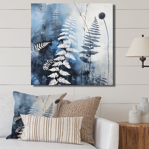 Designart "Elegance Amidst Blue Ferns II" Ferns Canvas Prints