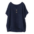 thumbnail image 3 of Women Linen Shirt Summer Linen Tops Loose Fit Tee Shirt Women Cotton Boho Tops Gauze Shirts For Women Boho Peasant Gauze Blouses Linen Clothing For Women Summer Blouses For Women Navy S, 3 of 9