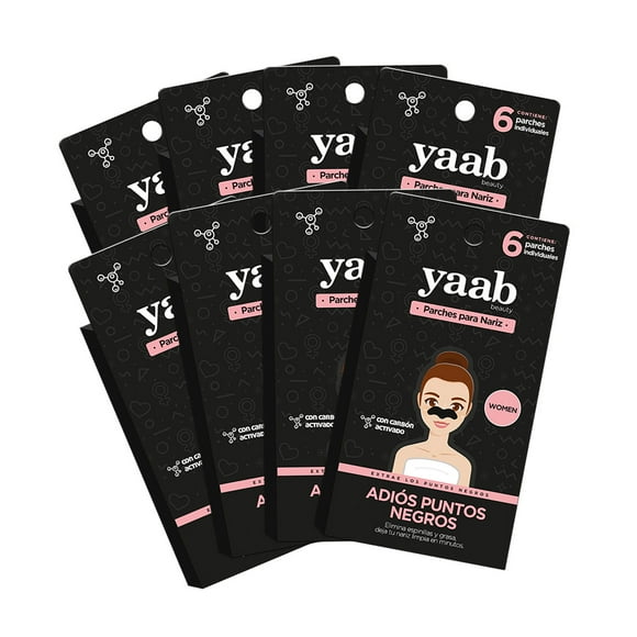 Yaab Beauty - Pack 8 cajas Parche para nariz con carbón activado para Mujer 6 pzas c/u
