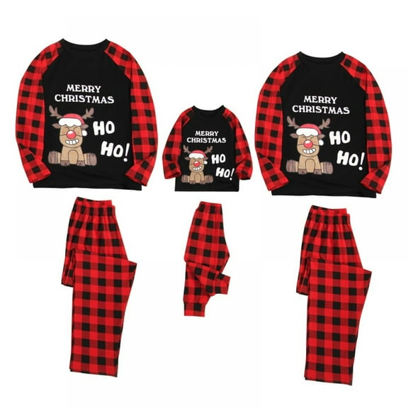 BULLPIANO Christmas Family Matching Pajamas Holiday Plaid Parent-Child Outfits Sleepwear Set For Adult, Kids Todder Baby