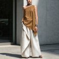 thumbnail image 3 of Gsakboxl Womens Tank Tops Women Asymmetric One Shoulder Cotton Linen Sleeveless Top Soft Breathable Loose Fit Summer Casual Single Shoulder T-Shirt For Vacation Daily Outfit Khaki L, 3 of 7