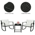thumbnail image 4 of 3 Piece Patio Furniture Set, Outdoor Rocking Chairs Set of 2 with Coffee Table, Patio Bistro Set Patio Rocking Chair Oversize Rattan Conversation Sets for Garden, Balcony, Backyard, 4 of 7