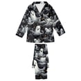 thumbnail image 6 of Womens Pajamas Halloween Ghost Print Long Sleeve Pants Set Cozy Women's Sleepwear,Black,L, 6 of 6