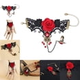 thumbnail image 4 of PENGXAING Hot New Elegant Gothic Style Lace Red Rose Bracelet with Adjustable Finger Ring, 4 of 6