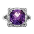 thumbnail image 5 of Primal Silver Sterling Silver Rhodium-plated Checker-cut Amethyst and Diamond Ring, 5 of 5