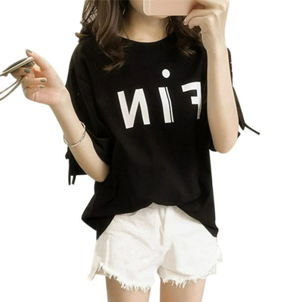 Aktudy Aktudy Summer T Shirts Women Letter Half Sleeve Lace Up O Neck Tees Black Xxl Walmart Com Walmart Com Aktudy Aktudy Summer T Shirts Women Letter Half Sleeve Lace Up O Neck Tees Black Xxl Walmart Com Walmart Com