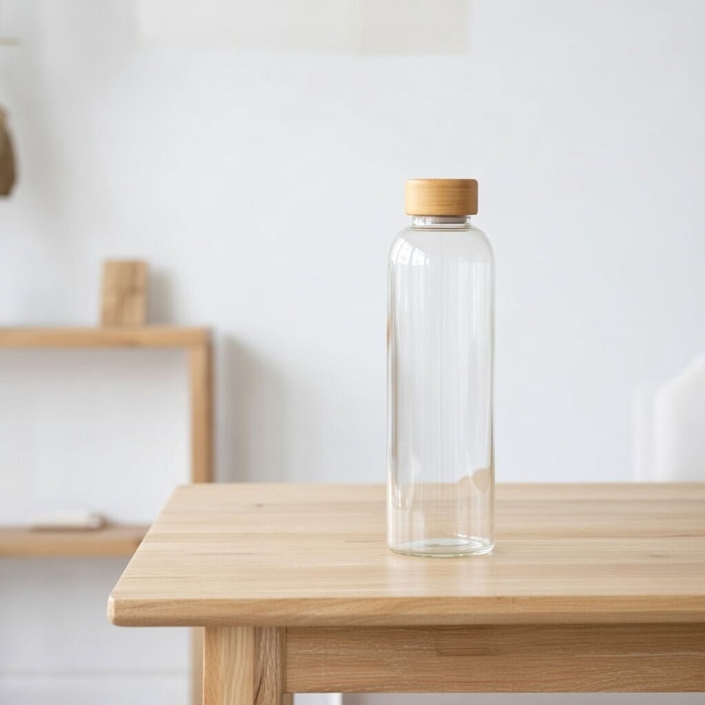 Molika 1000ml Glass Drinking Water Bottle With Bamboo Lid, For Daily Hydration.