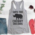 thumbnail image 2 of Save The Chubby Unicorns Tank Top, Ladies Racerback Tank Top, Funny Unicorn Tank, Heather Gray, Medium, 2 of 3