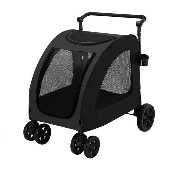 Dog Cart Portable Strolling Cart with Wheels Foldable Puppy Stroller with Adjustable Handle for Dogs up to 88 Lbs Travelling Shopping suitable