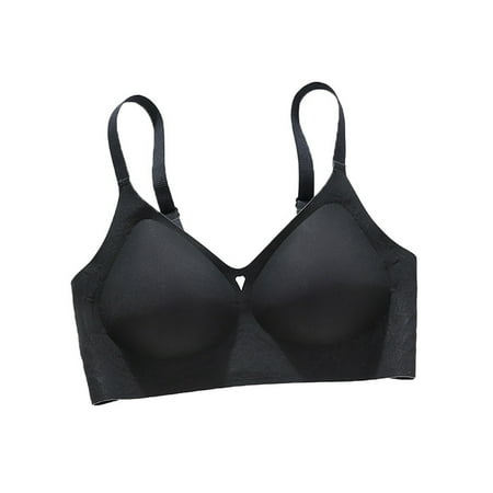 LLYwey Womens Sports Bras Clearance Sale Push up Bras Underwear for Women Comfortable Breathable Bra Without Underwire Women Size Nylon Back-Smoothing Bra Style LW-292 Black XL