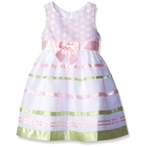 Bonnie Jean Little Girls' Toddler Embroidered Circle Ribbon Dress, Pink, 2T