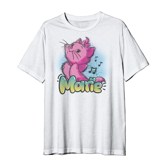 Playera Aristogatos para Mujer, Cuello Redondo Manga Corta Blanco Talla CH
