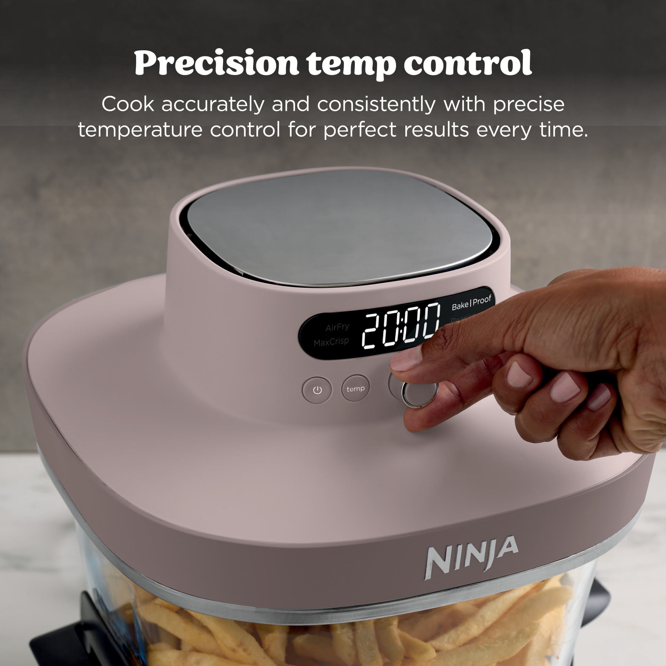 Ninja Crispi Pro Glass Air Fryer 4-Qt, 4-in-1, Air Fry Bake Recrisp Dehydrate, Dishwasher Safe, AS100PK1 Pink