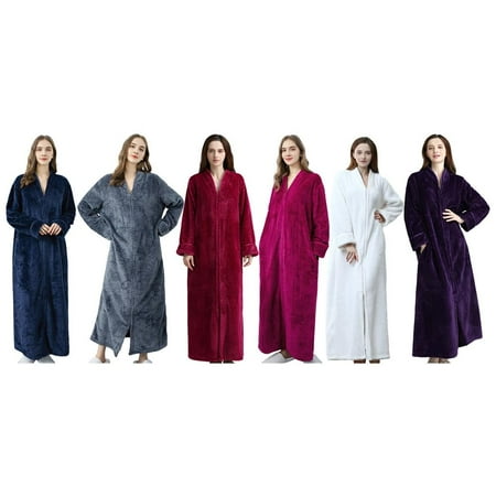 

Pretty Comy Women Men Flannel Zipper Pajama Couple Nightgown Warm Robe Bathrobe M-XL(MF2318)