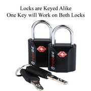 Forge TSA Approved Luggage Locks, Black 2 Pack, Ultra-Secure Dimple Key Travel Locks, Lifetime Warranty