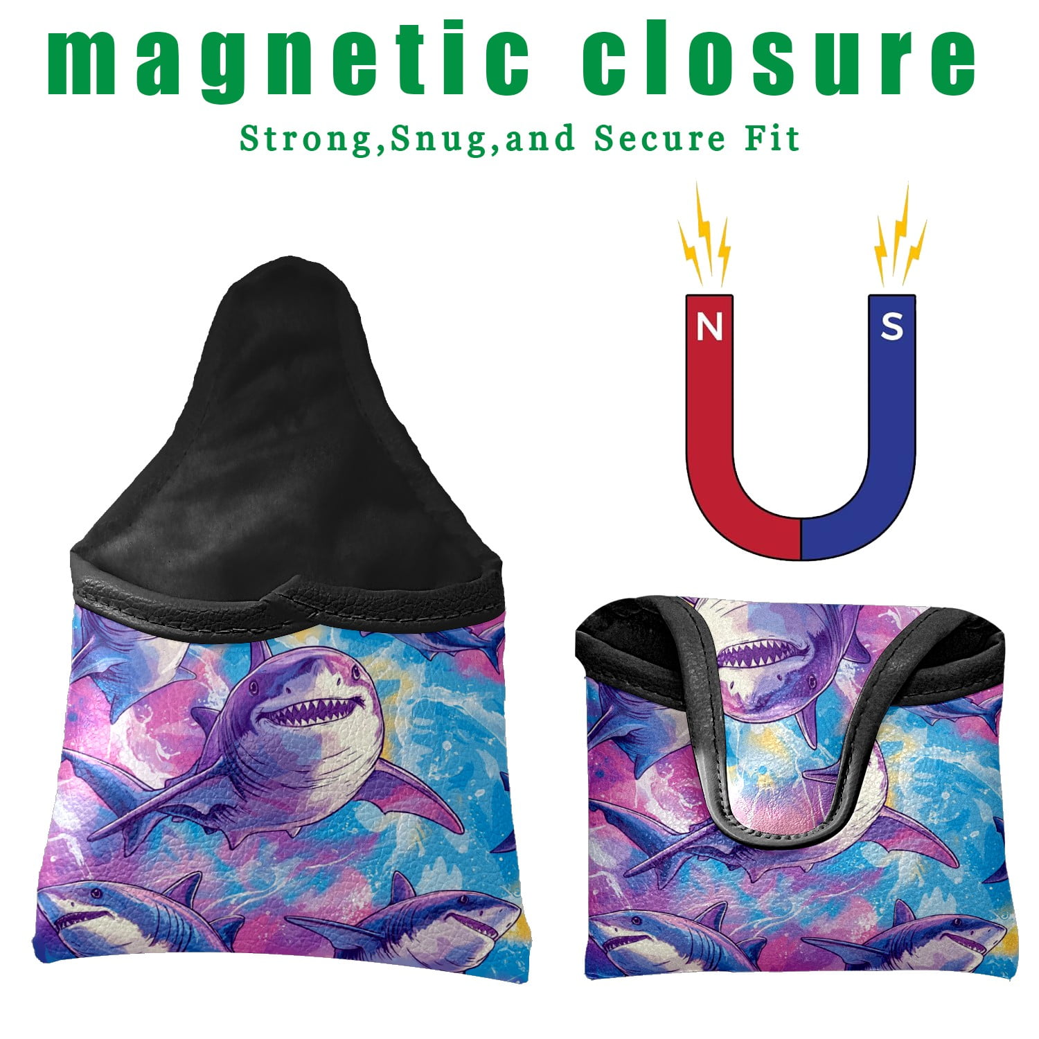Golf Mallet Putter Cover Premium Leather Waterproof Golf Putter Head Cover with Magnetic Closure