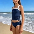 thumbnail image 6 of mgoYE Girl Swimsuits Size 8 Girls Swimsuit Bikini Set 2 Piece Bathing Suits Color Block Criss Cross Swimwear(Blue,5-6 Years), 6 of 6