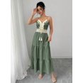 thumbnail image 5 of Womens Sage Green Boho V-Neck Tiered Maxi Dress With Lace Tassel Detail, 5 of 7