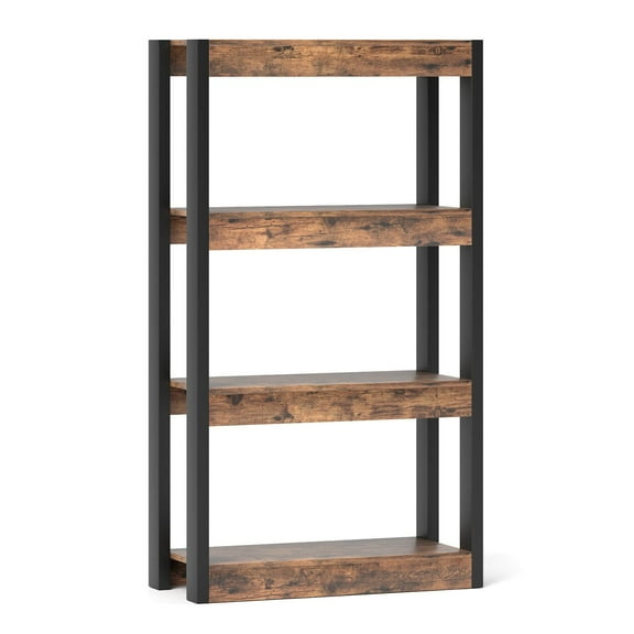 AetherLove 4 Tier Open Bookshelf, Freestanding Wooden Bookcase with Storage Shelves, 2 Anti-toppling Devices, Modern Display Book Shelf Storage Rack for Living Room Bedroom Study