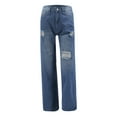 thumbnail image 6 of Sodopo Wide Leg Ripped Jeans for Women, Casual Solid Color High Waisted Jeans Bootcut Straight Full Length Pants with Pocket, 6 of 7