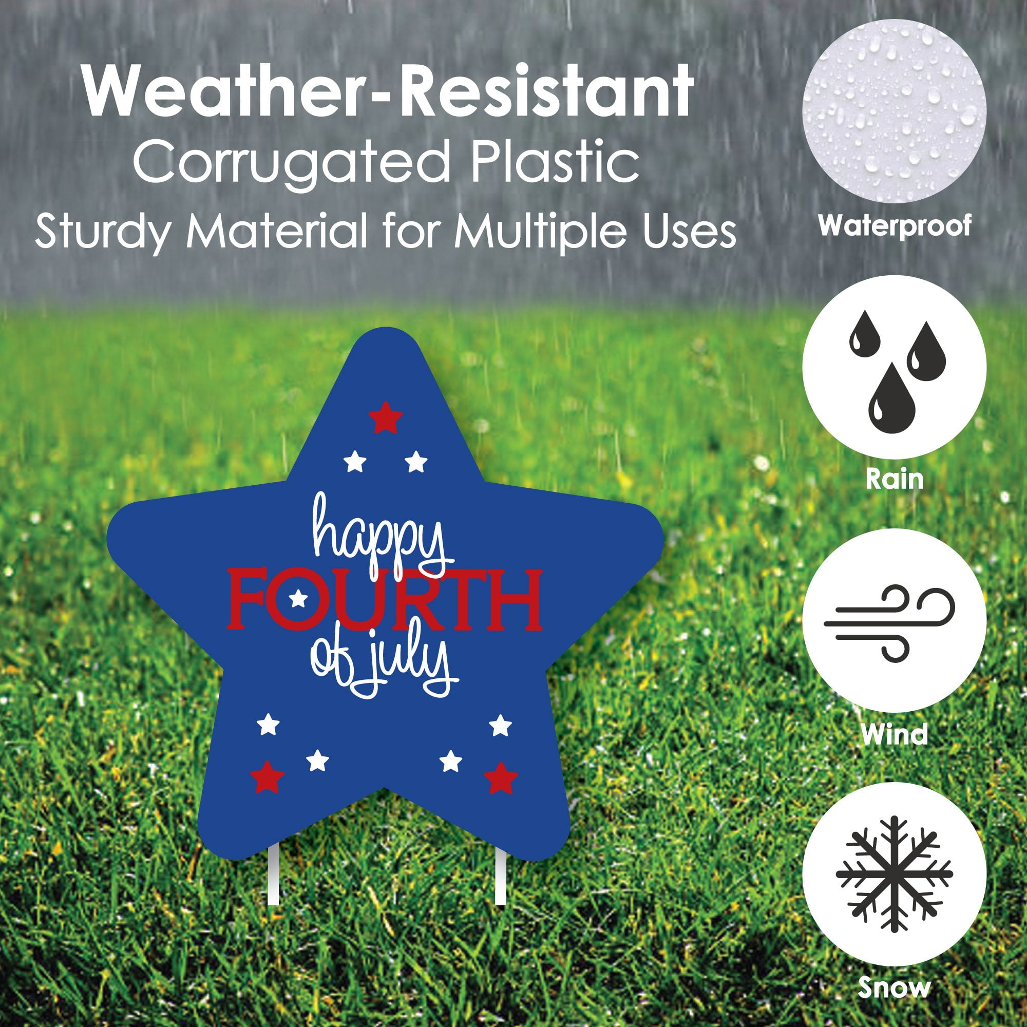 Big Dot of Happiness 4th of July - Flag and Star Lawn Decorations - Outdoor Fourth of July Party Yard Decorations - 10 Piece