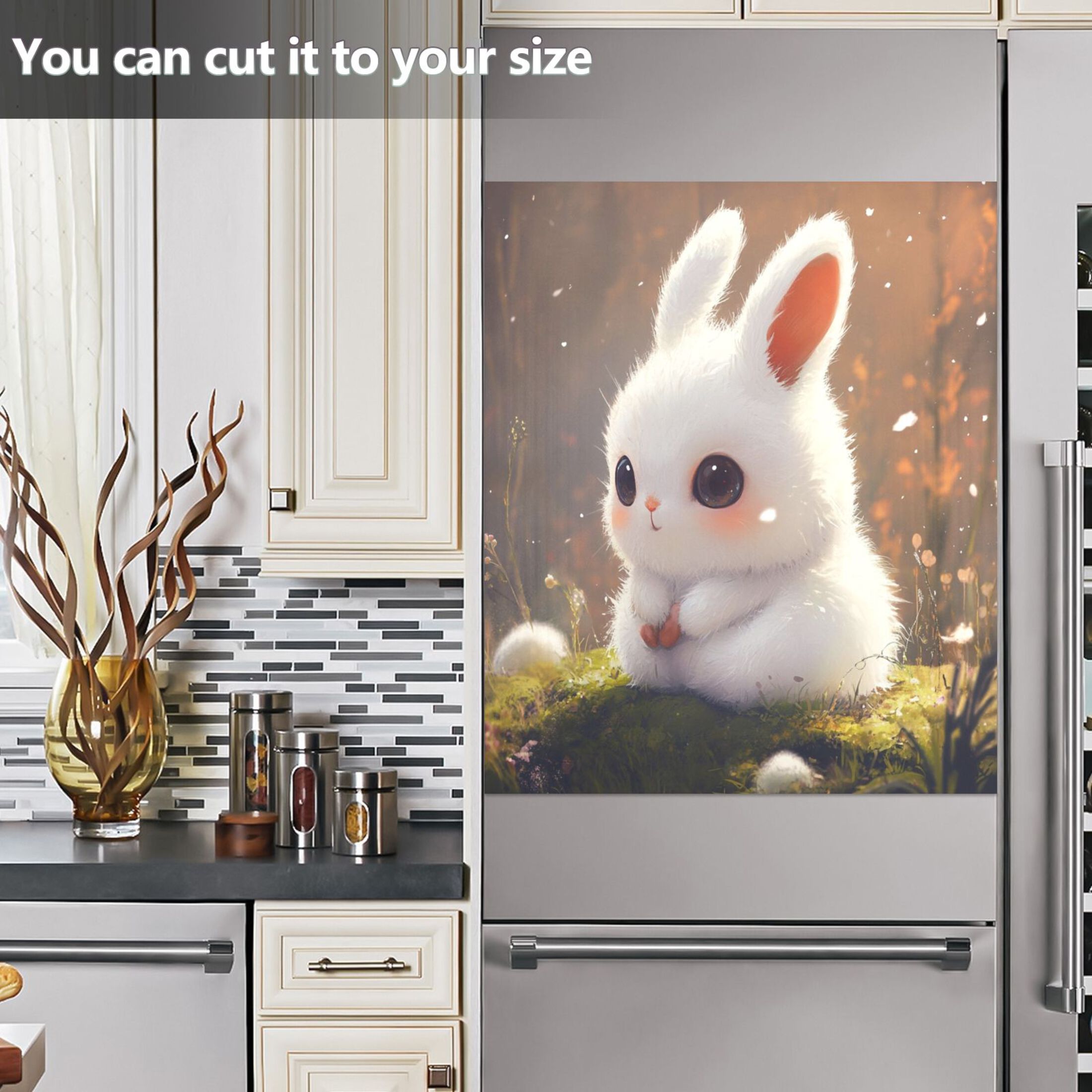 Dishwasher Magnetic Sticker 23x26 Inch Refrigerator Magnetic Sticker Washing Machine Magnetic Sticker Kitchen Panel Magnetic Sticker Home Decor A Cartoon White Rabbit