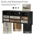 thumbnail image 5 of U-Can Retro Distressed Wooden TV Stand for TVs up to 65 Inches, Entertainment Center Media Console with 6 Drawers and 3 Shelves for Living room, Black, 5 of 19