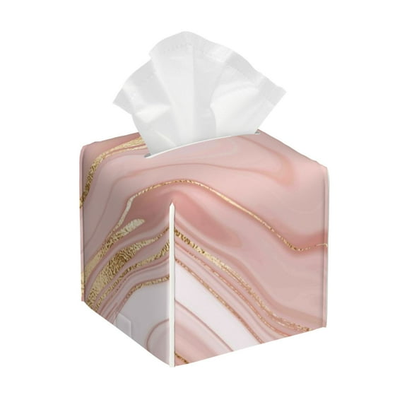 Tissue Rose Gold Glitter Splatter Box Cover Holder, Square by Xecao - Leather Decorative Organizer for Tabletop, Bathroom, Car, Office