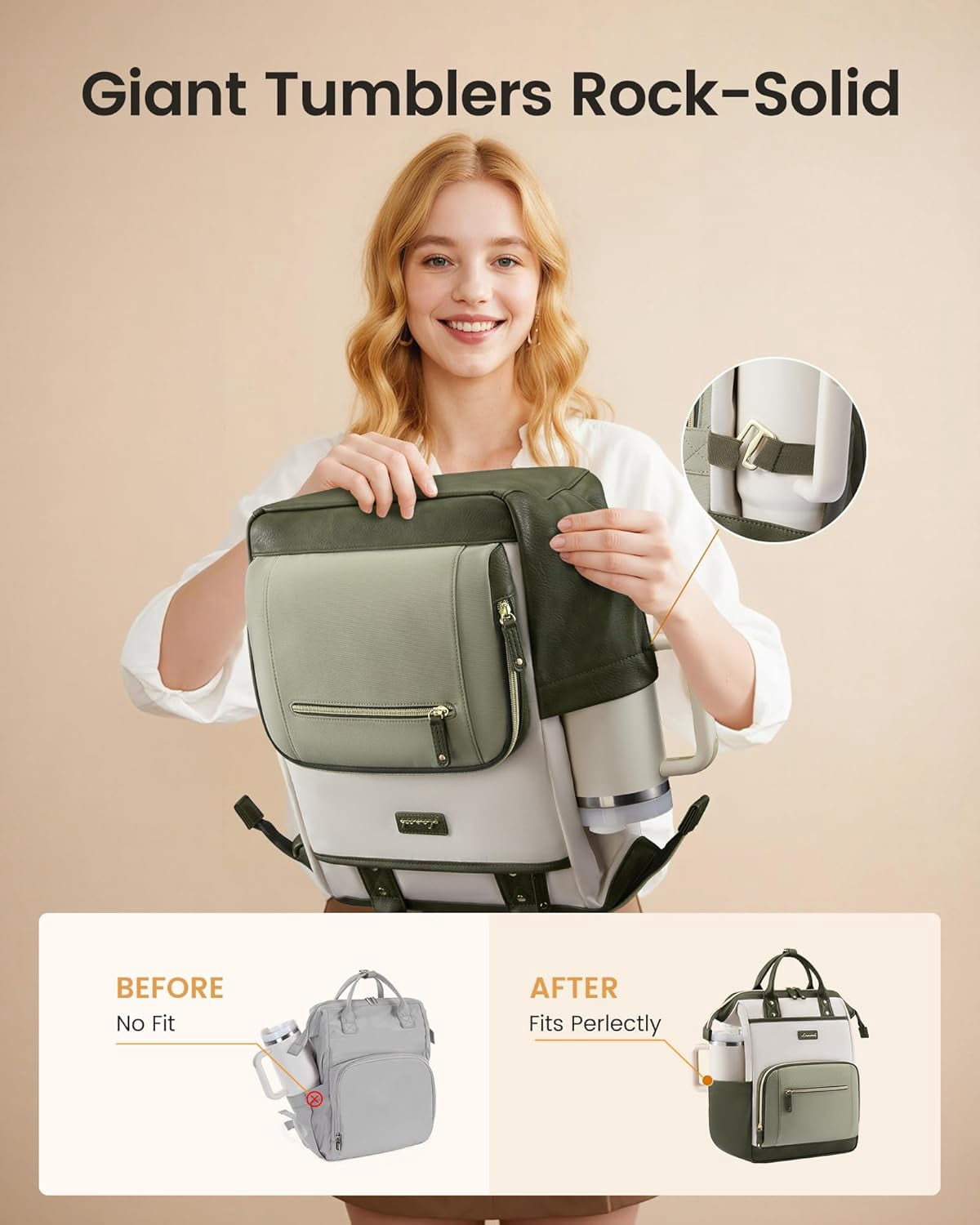LOVEVOOK Laptop Backpack for Women with Giant Tumbler Holder,15.6 inch Professional Nurse Teacher Backpack Computer Laptop Bag,Cute Waterproof Travel Backpack Purse Work College Bag