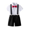 thumbnail image 2 of Atogsazn Toddler Boys Summer Clothes Set Kids Gentleman Short Sleeve Shirts Suspender Shorts Outfit 3Pcs Sets Black 11-12 Years, 2 of 5