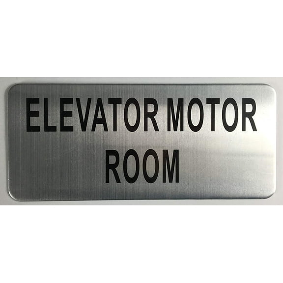 ELEVATOR MOTOR ROOM SIGN (BRUSH ALUMINIUM, 3.5X8 )-The Mont argent line.