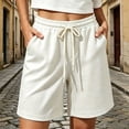 thumbnail image 7 of Feancey Womens Lounge Pajama Shorts Waffle Knit Loose Wide Leg Shorts Drawstring Elastic Waist Sleep Short Pants Summer Shorts White M, 7 of 7